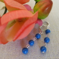 Eleganti, koši lazurīta zilu pērļu auskari